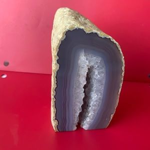 Brazilian Natural grey and blue crystal geode.